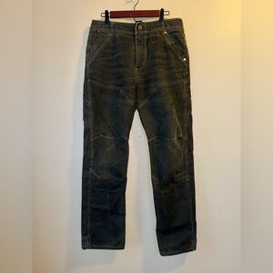 Kuhl Lawless Pants Mens 34x34 Vintage Green Articulated Knees Canvas Workwear